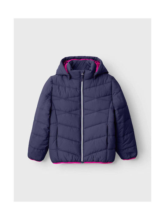 Name It Girls Quilted Coat Blue with Ηood