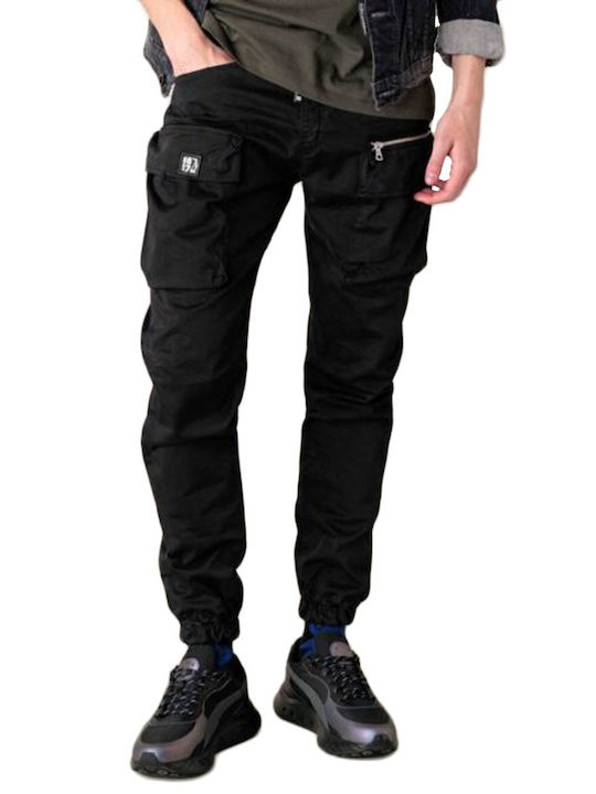 Cover Jeans Παντελόνι Cargo Ελαστικό Μαύρο