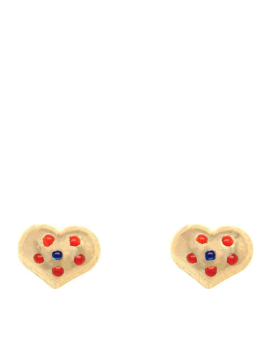 Noitakis Gold Heart Stud Earrings 14K