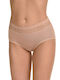 Hochtailliert Damen Slip mit Spitze Beige