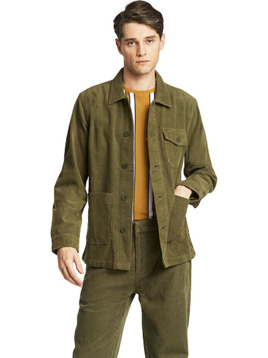 Overshirt Mânecă Lungă În Linie Lată Kaki