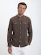 Markup Men's Shirt Long Sleeve Linen Brown