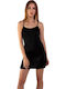 Elite Form Sommer Damen Nachthemd Schwarz