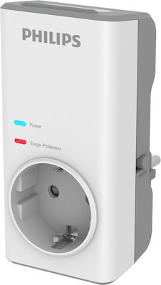 Philips Single Socket with Surge Protection 0.125m White