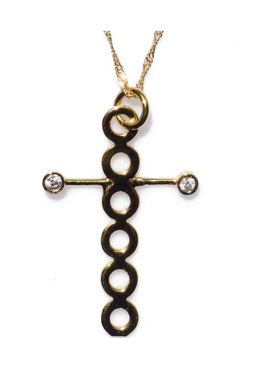 Bizoutaki Kreuz aus Vergoldetem Silber mit Kette