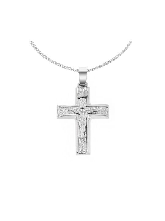 Eforo Men's White Gold Cross 14K with the Crucified