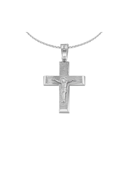 Eforo Men's White Gold Cross 14K with the Crucified