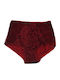 Talie înaltă Femeie Slip cu Dantelă Burgundy