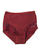 High-waisted Women's Slip with Lace Burgundy