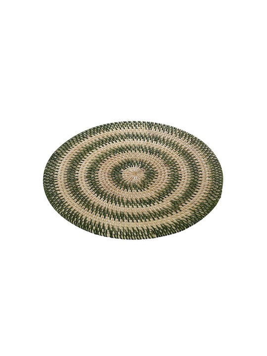 Σουπλά Στρογγυλό Rattan Μπεζ/Πράσινο 35cm