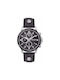 Versus by Versace Battery Chronograph Watch with Leather Strap Black
