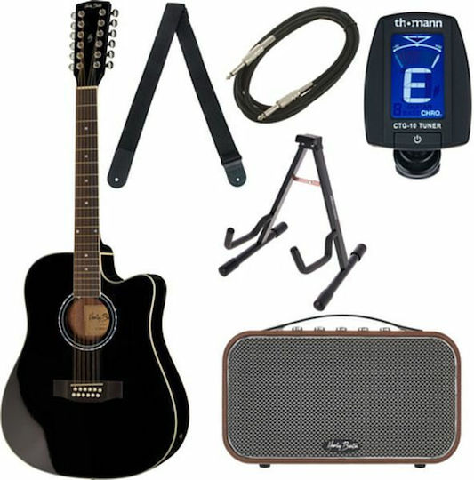 Harley Benton Acoustic Guitar Bundle Cutaway Black