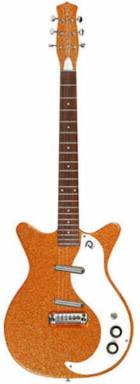 Danelectro 59M NOS+ Електрическа Китара SG с SS Конфигурация на Пикапите Orange Metal Flake