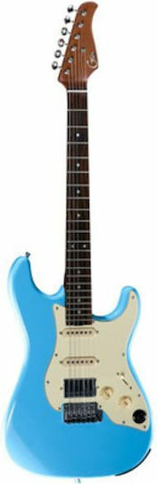 Mooer Electric Guitar Stratocaster with HSS Pickup Configuration Sonic Blue with Case
