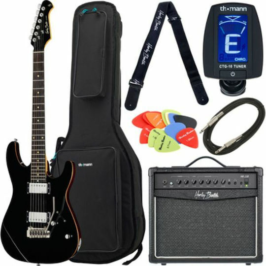 Fusion-III Set Chitară Electrică Stratocaster cu HH Configurație Doze Negru cu Husă