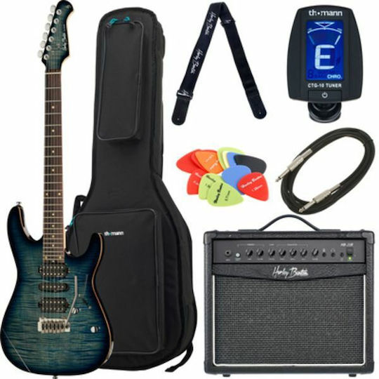 Fusion-III Σετ Ηλεκτρική Κιθάρα ST Style με HSH Διάταξη Μαγνητών Flamed Blue Burst με Θήκη