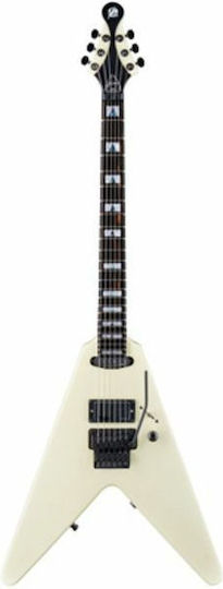Framus D-Series Artist Line Elektrische Gitarre Fliegendes V mit HS Tonabnehmerkonfiguration Solid Creme White mit Tasche
