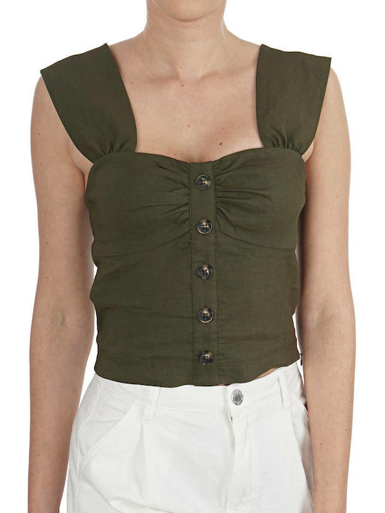 Pinko Women's Summer Blouse Sleeveless Green