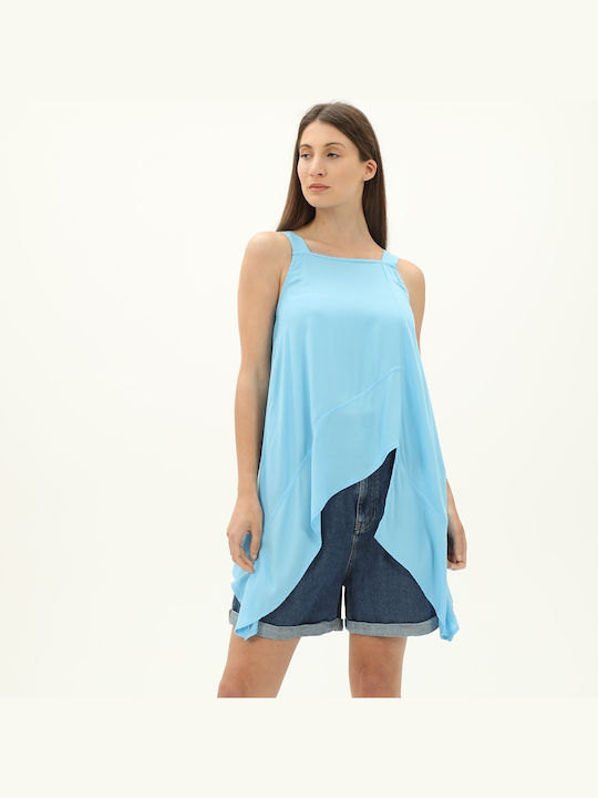 Ale - The Non Usual Casual Damen Sommer Bluse Ärmellos Hellblau