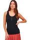 Women's Summer Blouse Sleeveless Black