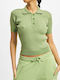 Women's Polo Blouse Short Sleeve Green