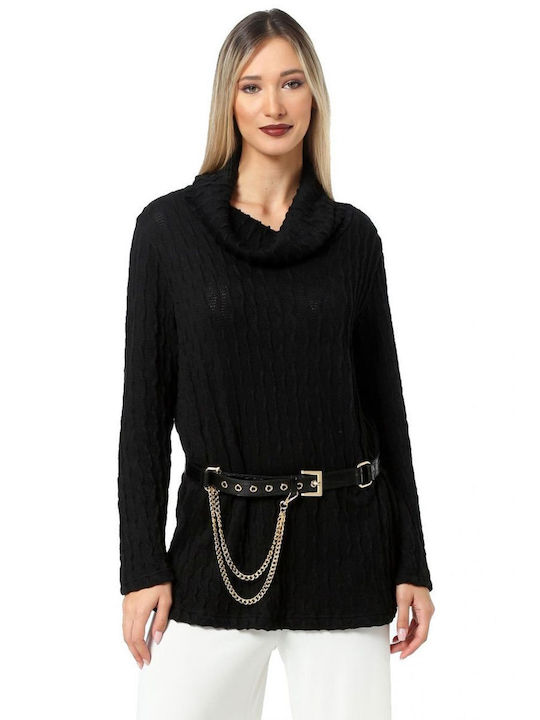 Anna Raxevsky Women's Long Sleeve Sweater Turtleneck Black