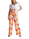 Ale - The Non Usual Casual Women's High Waist Fabric Trousers Floral Multicolour