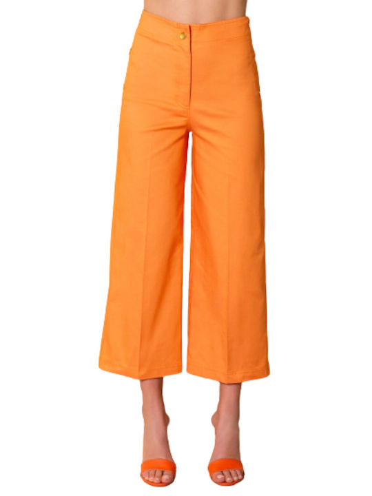 Derpouli Damen Denim Palazzo-Hose Orange