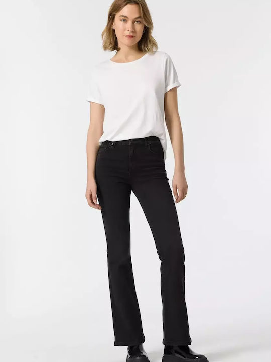 Talie înaltă Blugi de damă Evazați cu croială bootcut Negru
