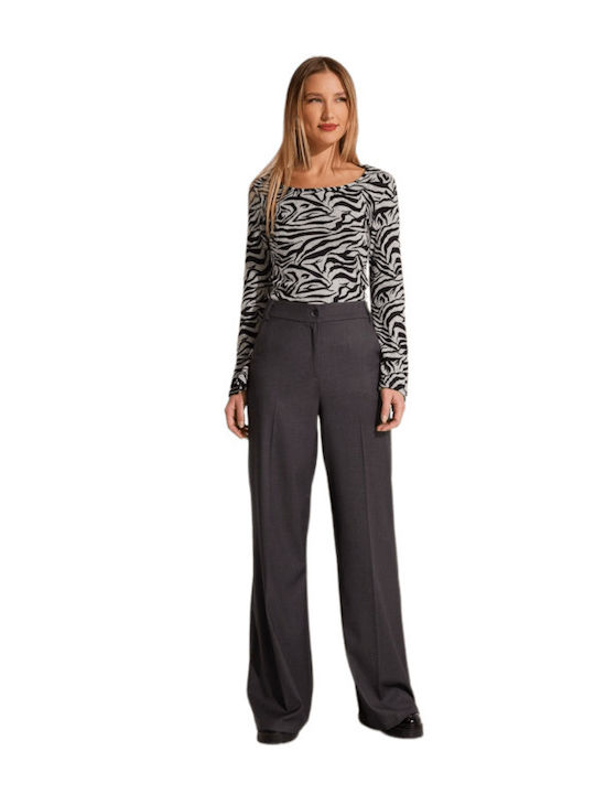 Enzzo Women's Fabric Trousers Gray