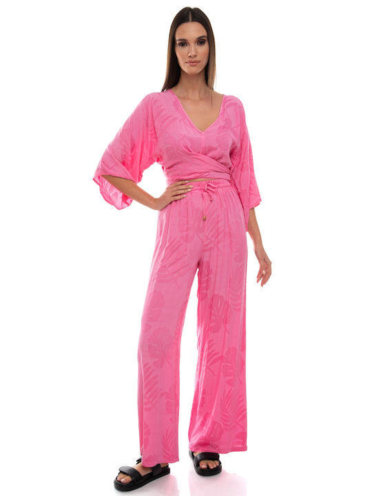 Raffaella Collection Damen Rosa Set mit Hose mit Gummizug