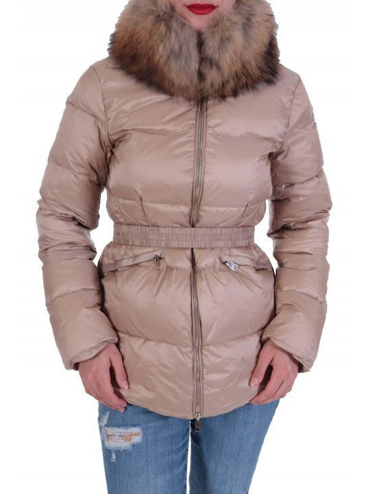 Liu Jo Women's Short Puffer Jacket for Winter Beige