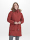 Women's Long Parka Jacket Waterproof and Windproof for Winter with Hood Brown