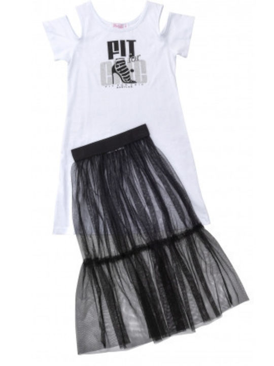 Children's Dress Short Sleeve Tulle White