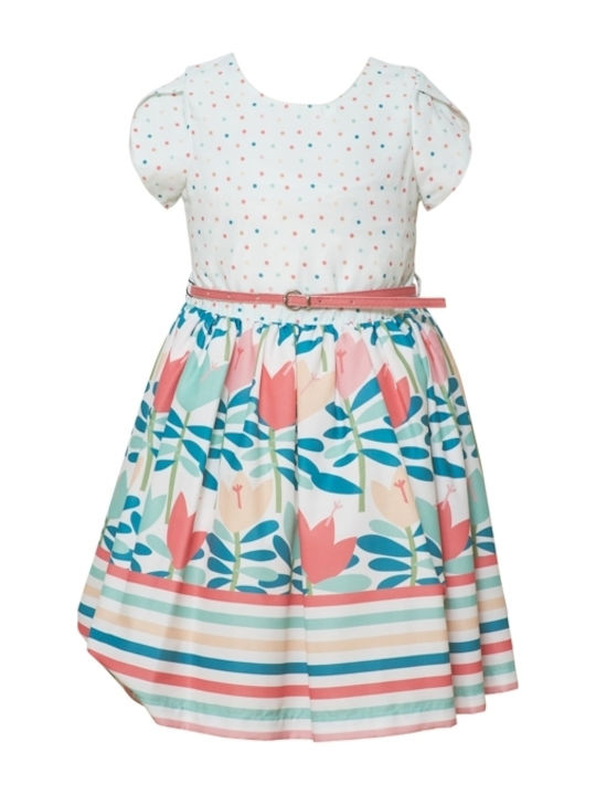 Children's Dress Short Sleeve Floral White