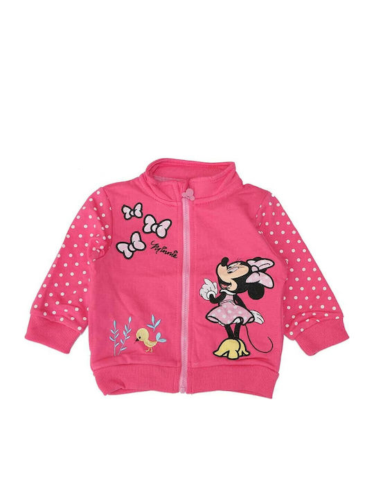 Παιδική Ζακέτα Φούτερ με Κουκούλα Ροζ Minnie Mouse