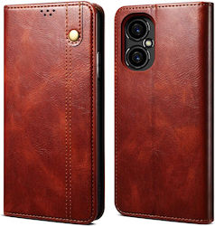 Mad Mask Folio Series v2 Synthetic Leather / Silicone Book Brown (Poco M4 5G)