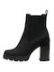 Leder Damen Chelsea Stiefeletten Schwarz