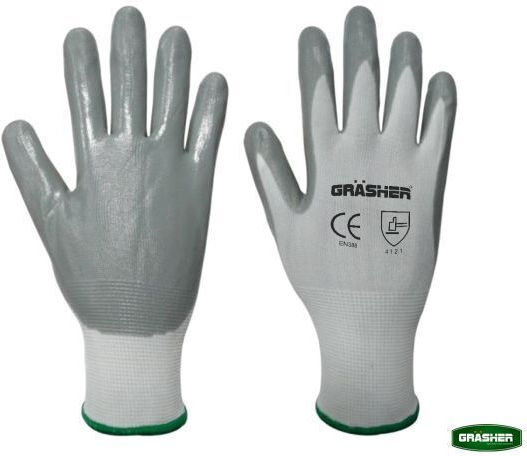 Grasher Gloves for Work Garden Gray Nitrile 1pcs