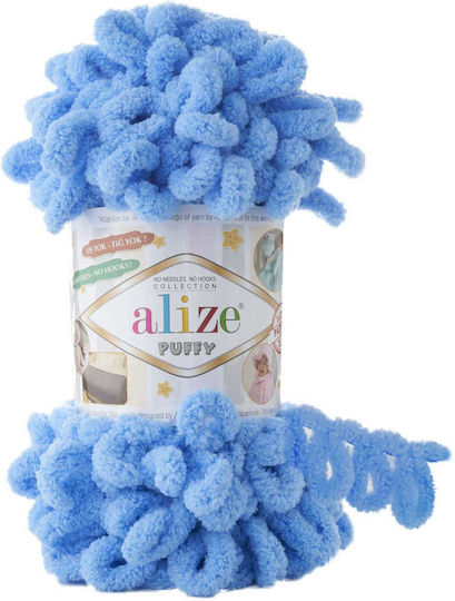 Alize Strickgarn Puffy Mikropolyester Blau 9m 100gr