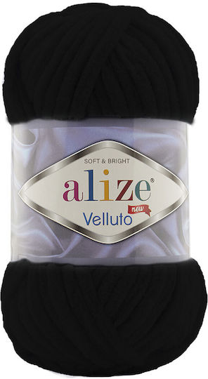 Alize Velluto Klobig Mikropolyester Schwarzes 68m 100g Strickgarn