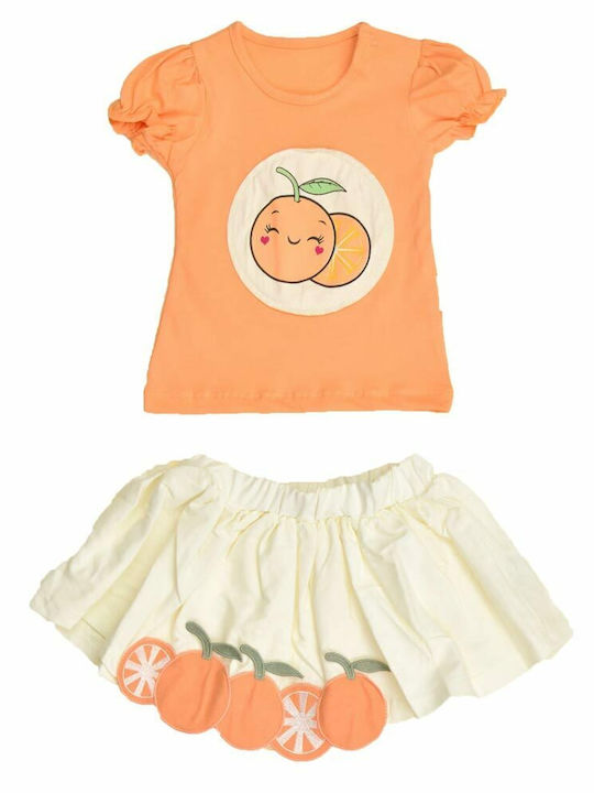 Kinder-Set mit Rock Sommer 2Stück Orange