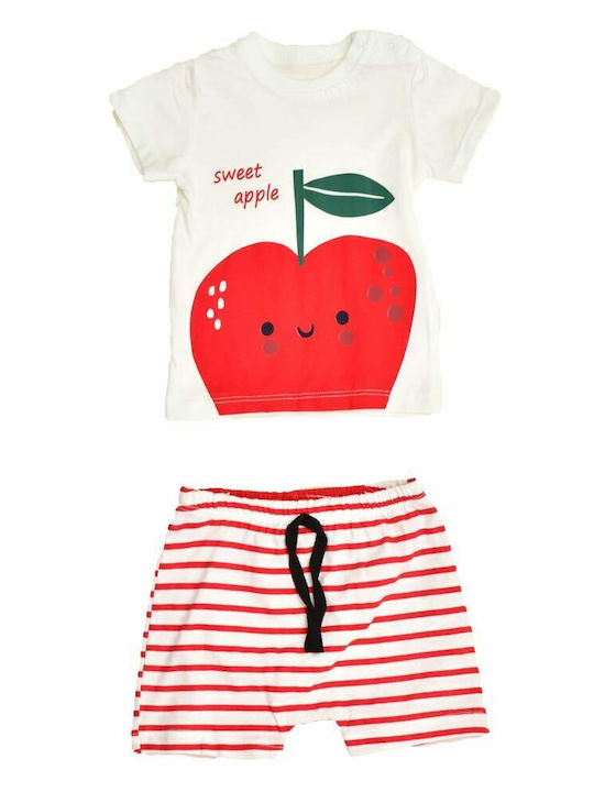Kinder-Set mit Shorts Sommer 2Stück Weiß Apple Set