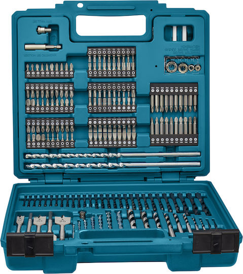 Makita Set of 256 Drills with Hexagonal Shank for Wood, Metal, Masonry and Drywall