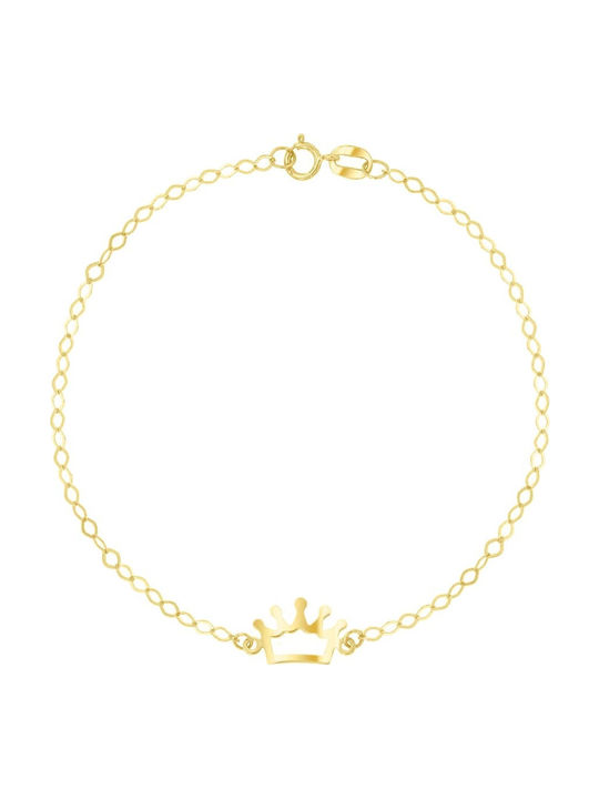 Eforo Kids Bracelet Chain from Gold 14K with Crown