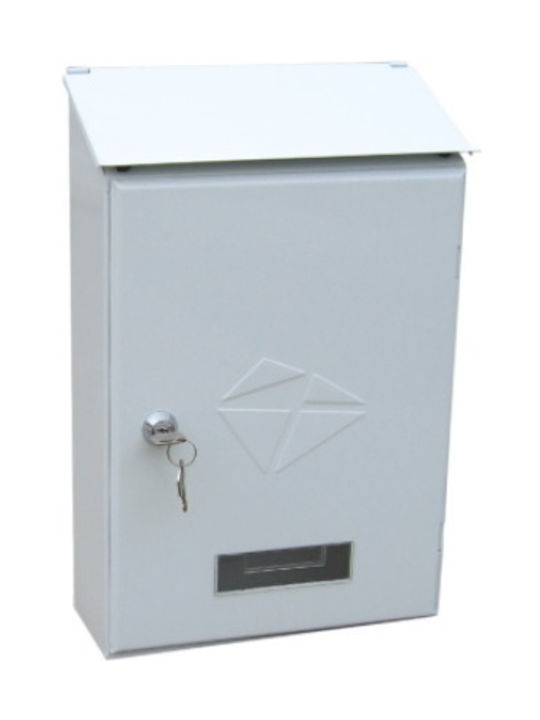 Outdoor Mailbox Metallic in White Color 23.5x9x36cm