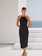 Desiree Summer Midi Dress for Wedding / Baptism Black