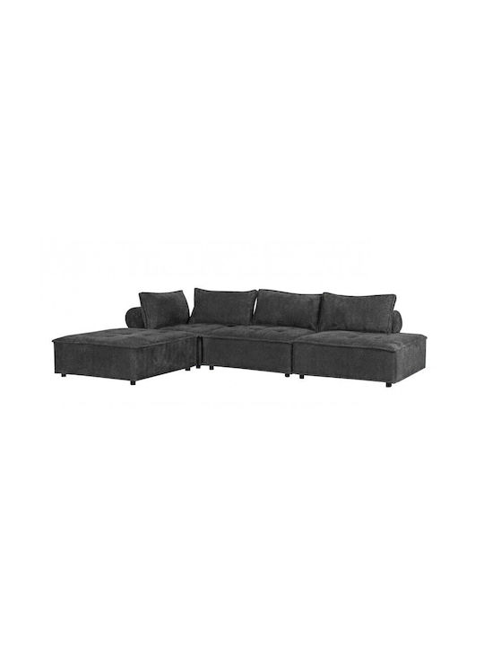 Corner Fabric Sofa with Reversible Angle Gray 301x201cm