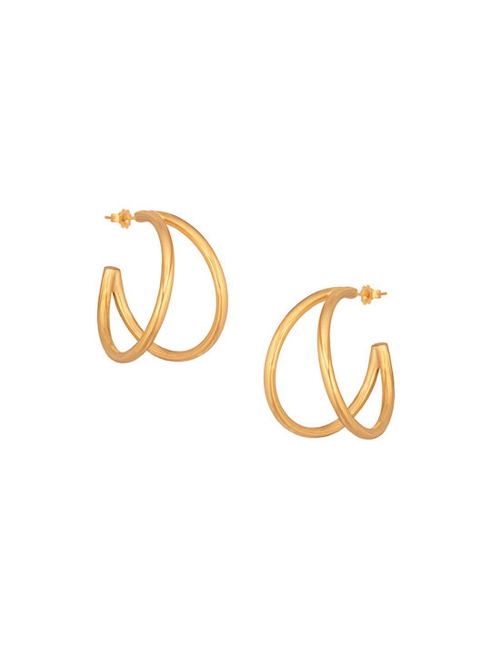 Abadianakis Earrings Hoops made of Silver Gold Plated