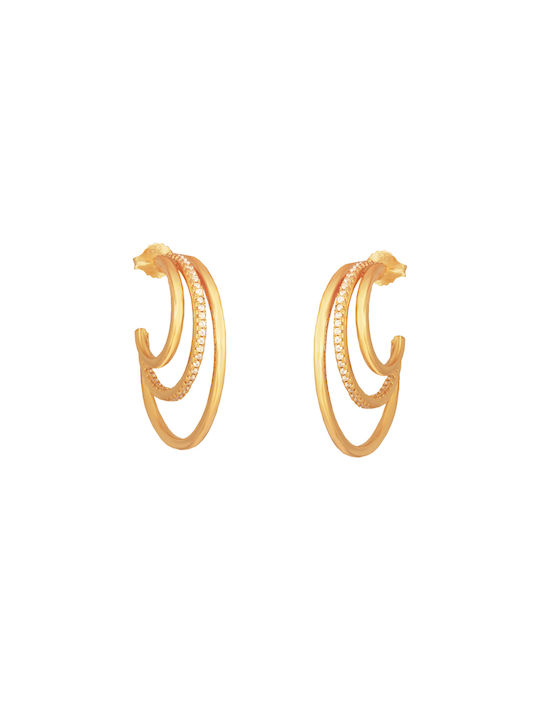 Abadianakis Earrings Hoops made of Silver Gold Plated